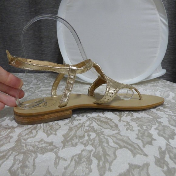 Jack Rogers Metalic Thong Sandals, Gold, Size 9 - Picture 9 of 10